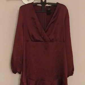 Beautiful burgundy dress with ruffle bottom